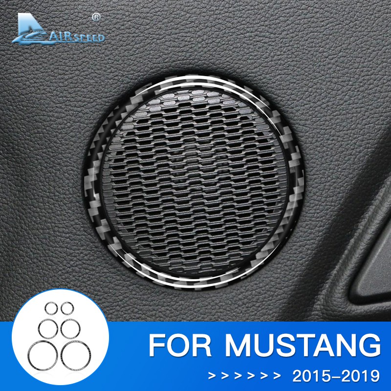 6 pcs Carbon Fiber Car Door Audio Speaker Rings Trim Interior