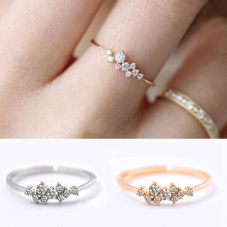 925 Sterling Silver Crystal Simple 3 Diamonds Ring Zirconia Simple Rings For Women Anti Allergies