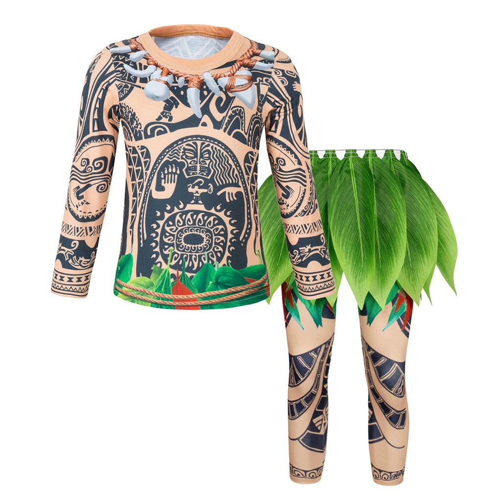 Boys Pajamas Moana Maui 2pcs Birthday Cosplay Party Costume For Kids Toddler Sleepwear With Accessories Shopee Malaysia