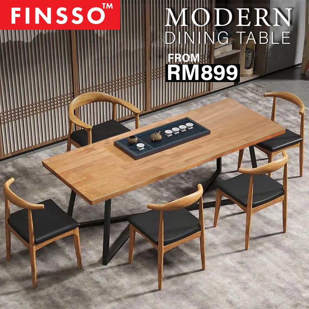 FINSSO: MODERN DINING / MEETING /STUDY TABLE With Black Steel