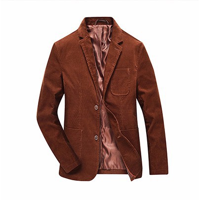 Mens Retro Blazer Jacket Casual Business Fit Slim Suit Corduroy Two Button Coats 