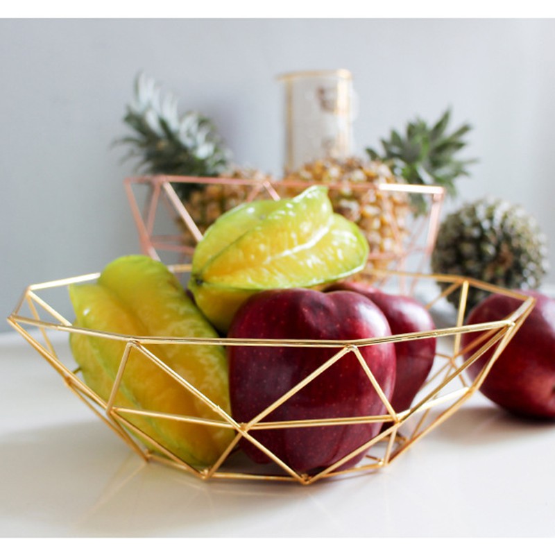 Fruit Bowl Fruit Basket Living Room Coffee Table Acrylic Fruit Plate Creative Retro Metal Fruit Basket Home Fashion Fruit Plate Color : MULTI, Size : COLORED