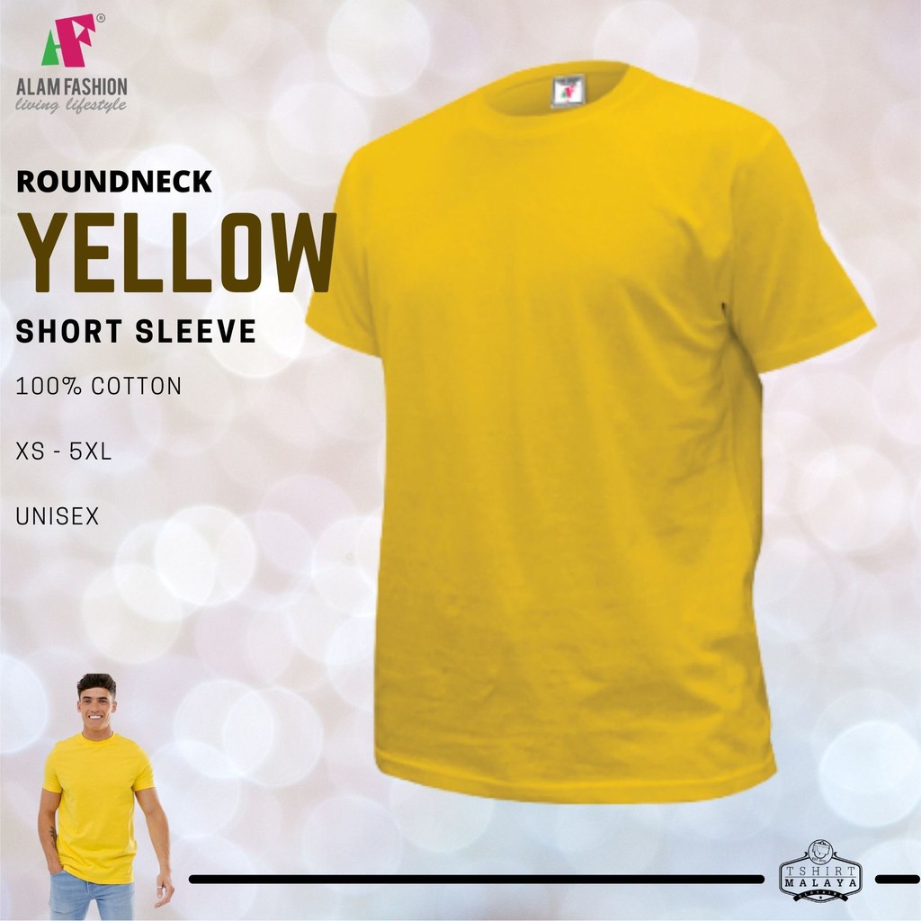 YELLOW KUNING plain tshirt UNISEX round neck BAJU KOSONG XS - 5XL 100% cotton ALAM FASHION