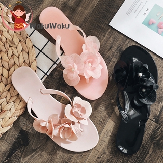 [WAKUWAKU] Summer Sweet Flowers Outdoor Jelly Beach Flip Flops