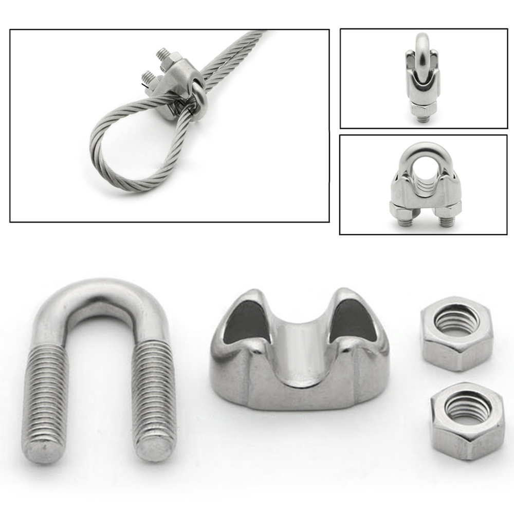 U-clamp Wire Rope clamp U-Bolts Stainless Steel A2 304 Grips Clamp Cable M2-M16