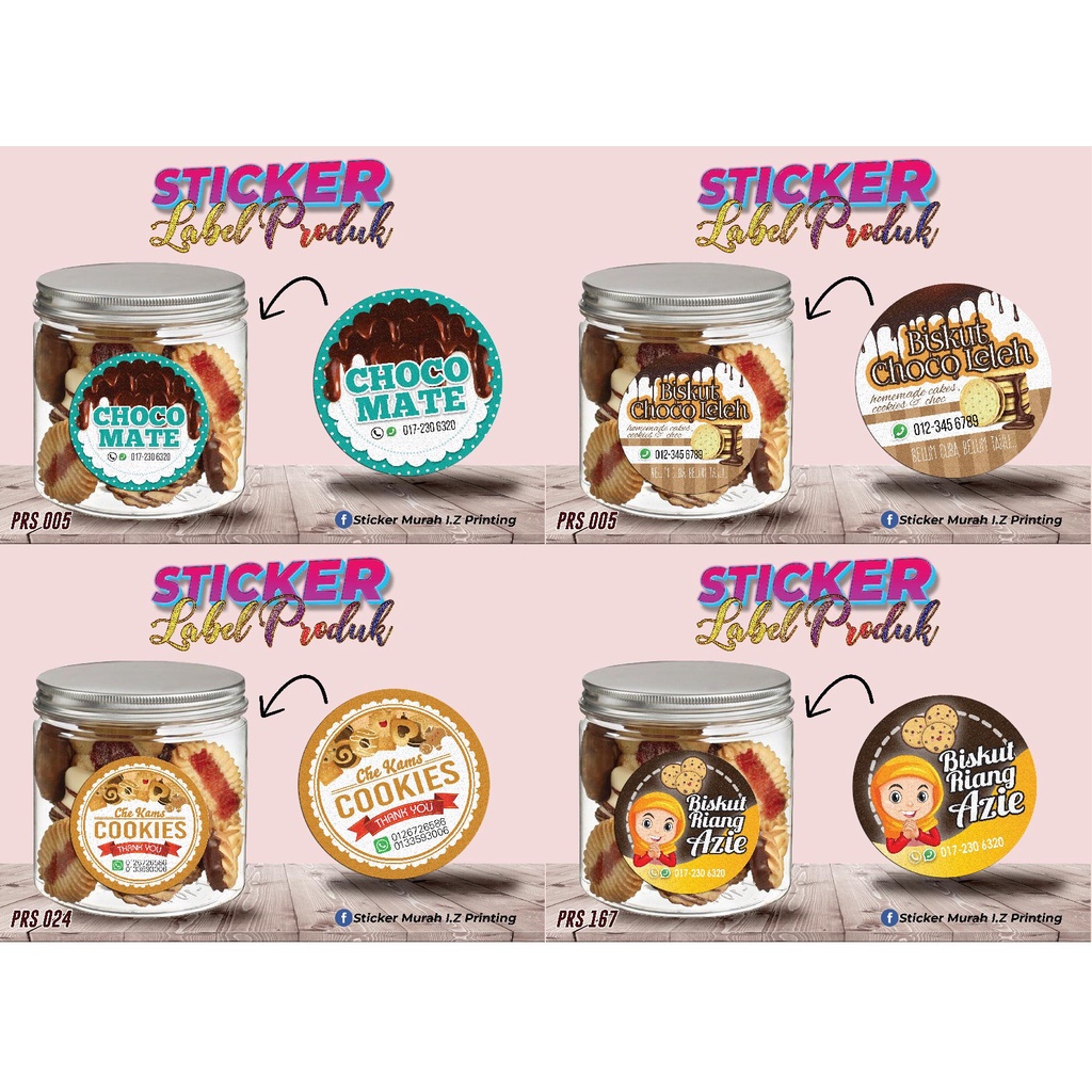 STICKER LABEL PRODUK COOKIES, KEK, BISKUT, STICKER HOMEMADE