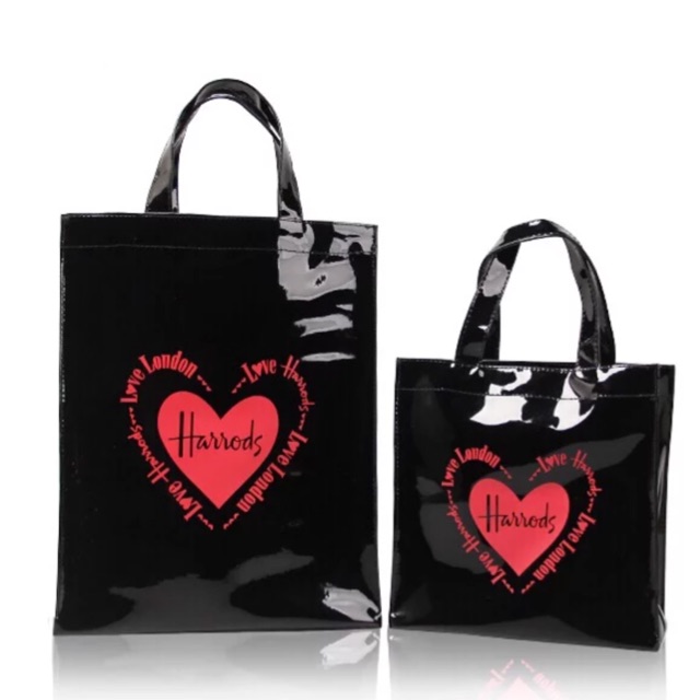 HARRODS BLACK LOVE LONDON PVC WATERPROOF TOTE/MISC BAG FOR LADIES