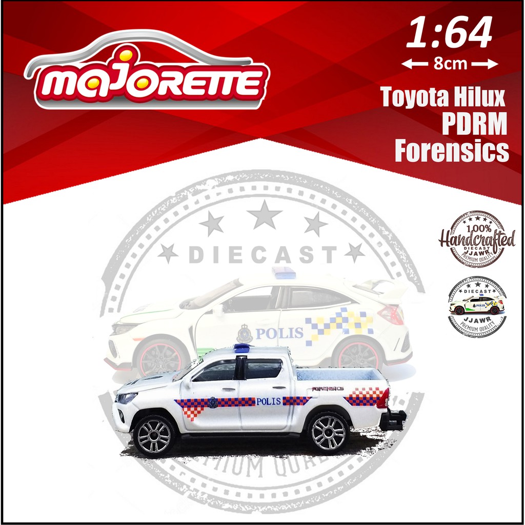 POLIS FORENSIK HILUX: 1:64 Majorette PDRM Forensics Pickup Model Diecast Toy