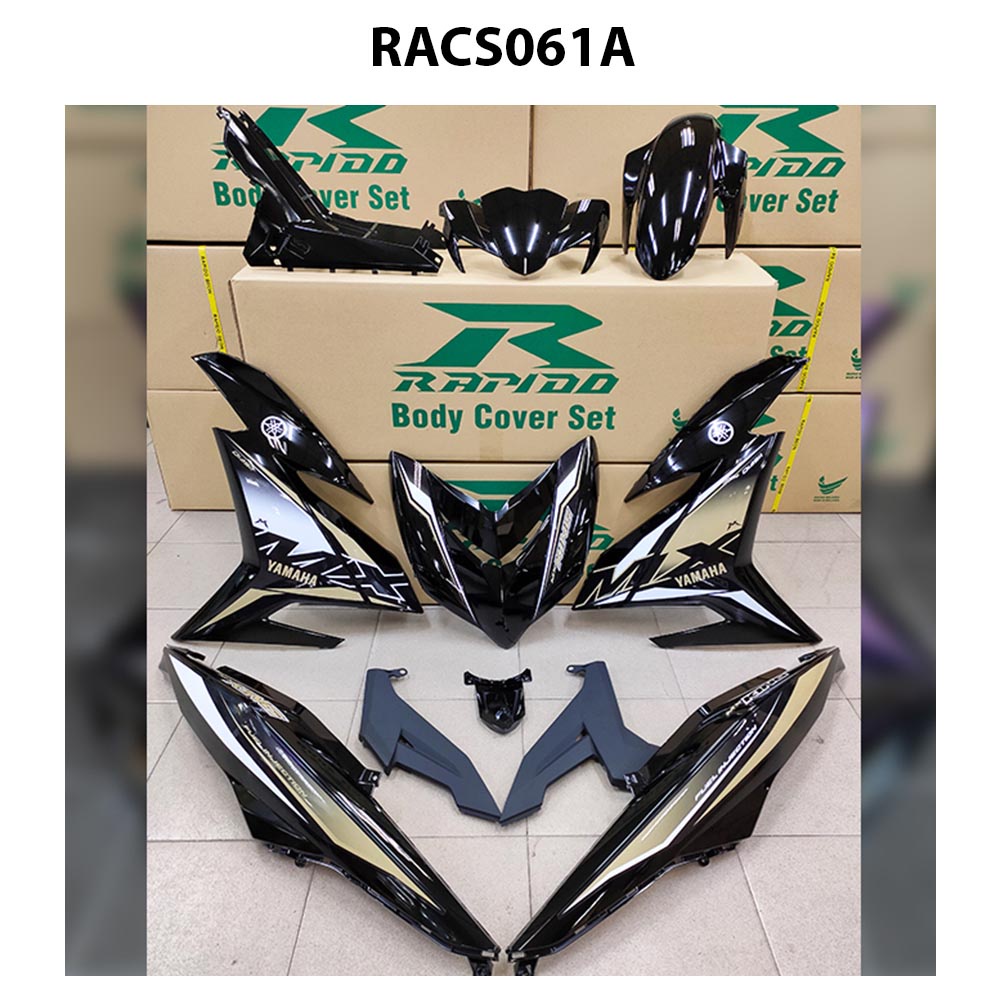 RAPIDO COVER SET Y15ZR V1/V2 MX KING150 (10) BLACK (STICKER TANAM