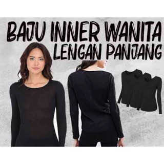 Baju Inner Lengan Panjang Wanita Warna Hitam Shopee Malaysia