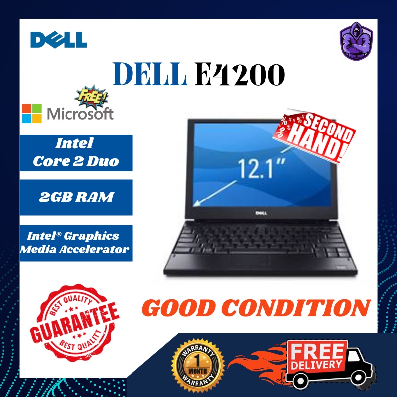 [DELL] Dell E4200 12.1-inch SecondHand Laptop Computer Pad Intel Core 2 Duo Murah PC 2GB  GMA 250GB HDD Basis Use