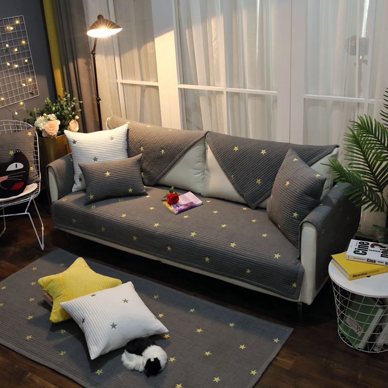 Navy Blue 1 Seater Couch Cover Soft High Stretch Fabric in Polyester