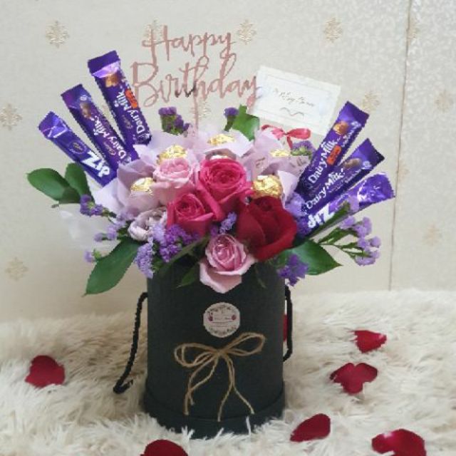 Fresh Flower Bouquet Florist,Choc Bouquet,Anniversary Gift Suprise/Surprise Delivery,Hotel Room Deco,Helium Balloon