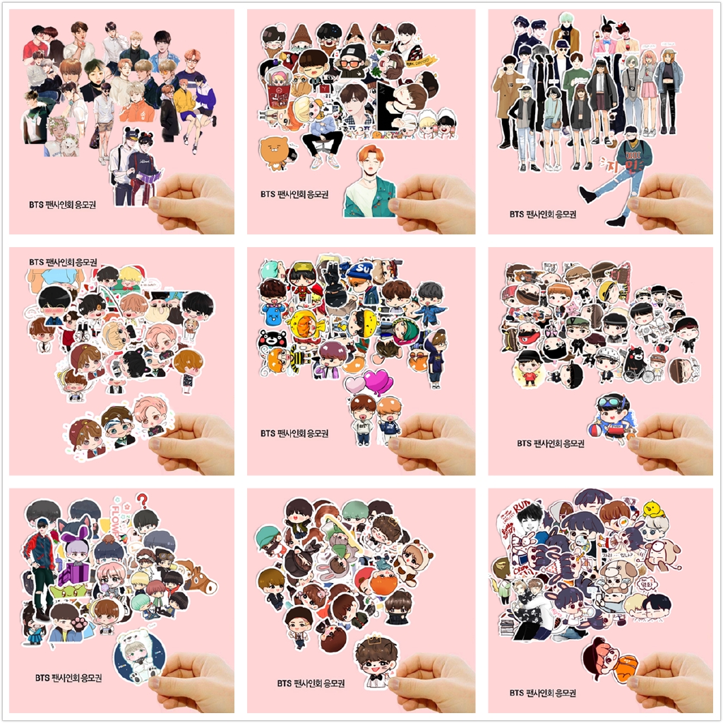 K Pop Bts K Pop Bts Laptop Skateboard Doodle Decal Stickers Shopee Malaysia
