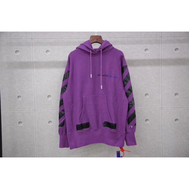 off white champion purple hoodie