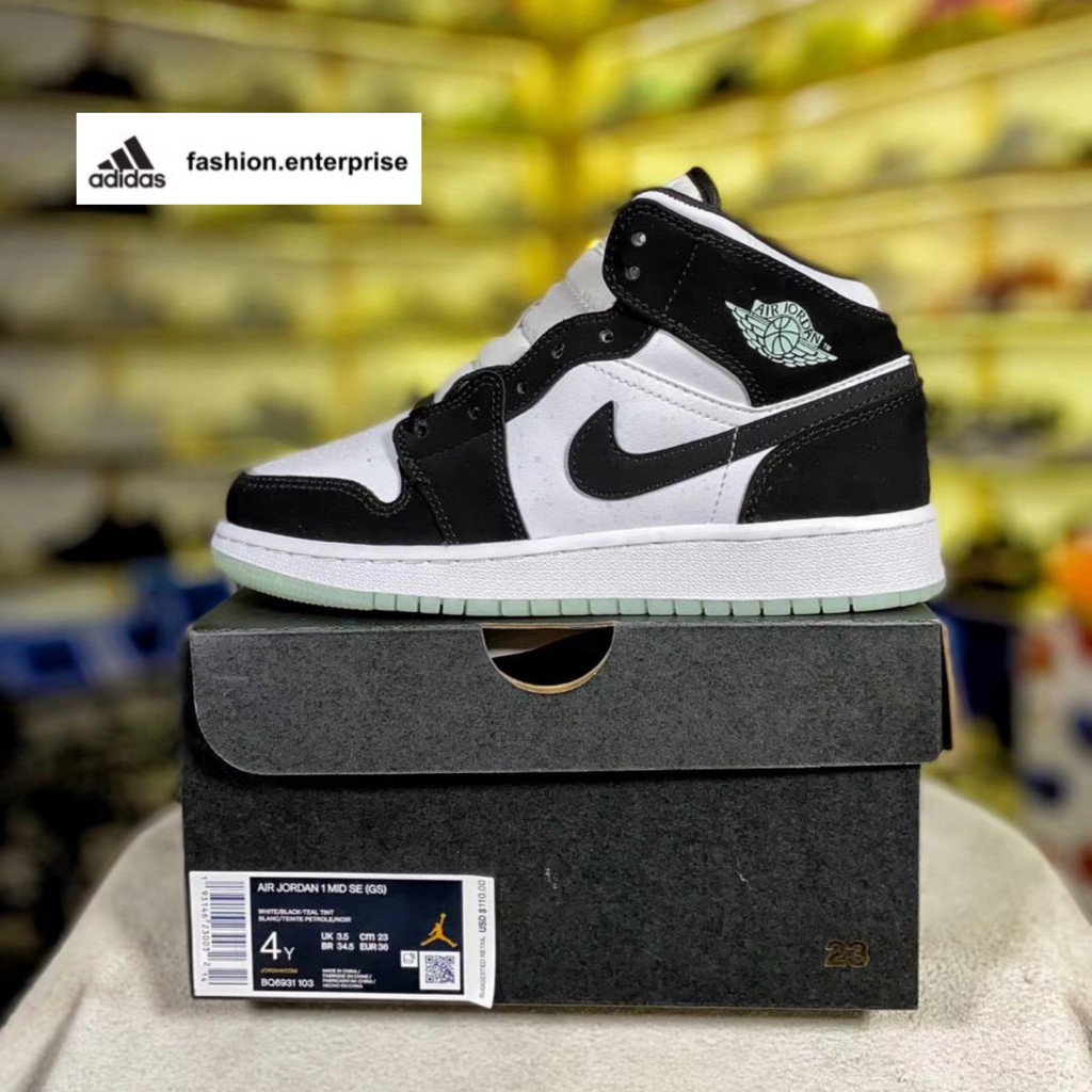 air jordan 1 mid white black teal tint