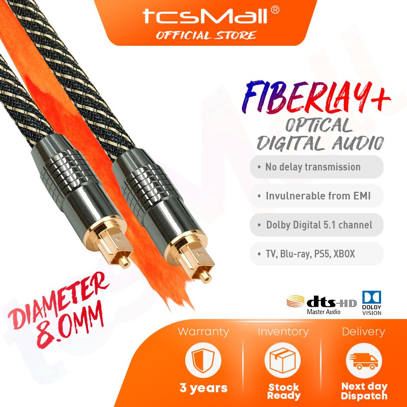 FiberLay+ Digital Audio Cable Optical SPDIF Toslink HiFi Fibre Optic