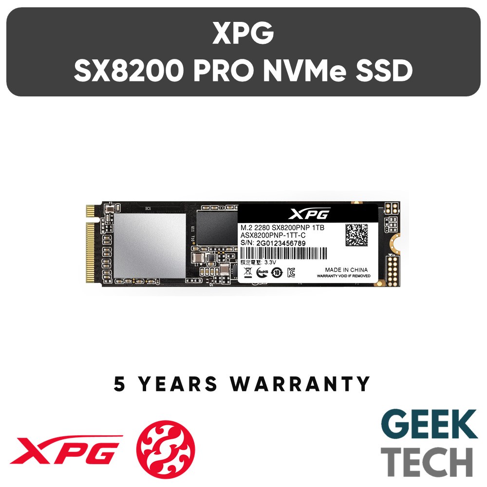 Adata xpg sx8200 pro m 2 2280 pcie gen3x4 nvme ssd 256gb 512gb 1tb 2tb