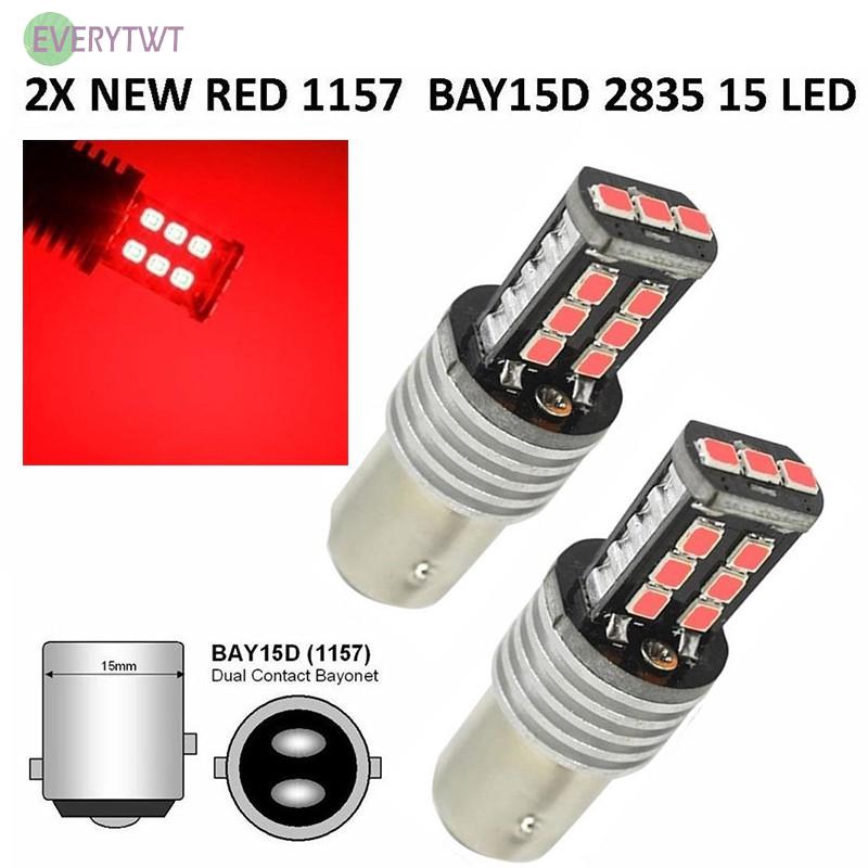 2x Red Car Led Brake Tail Light 15led 2835 Led Canbus Bulb For 12v Bay15d 1157 Shopee Malaysia