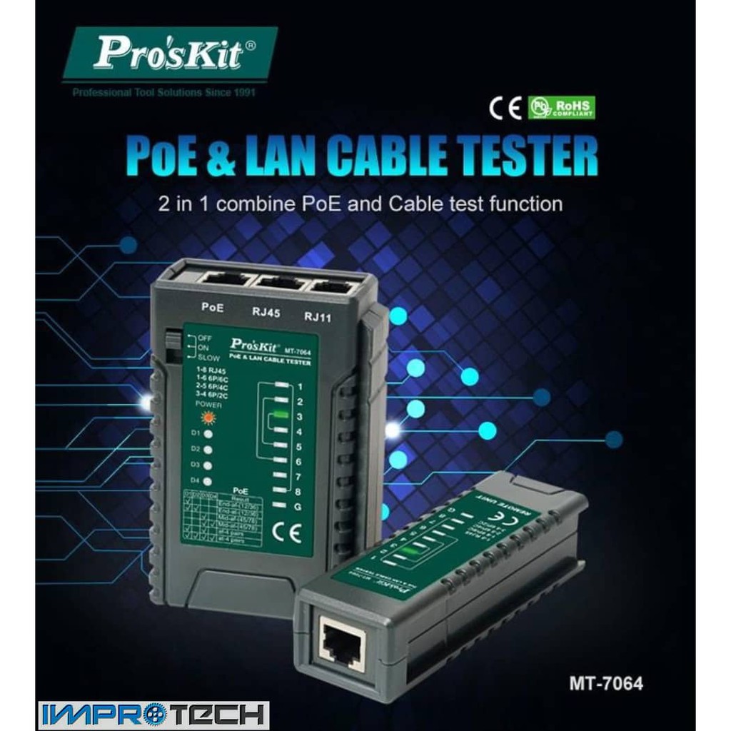 PROSKIT PoE & LAN Cable Tester [ MT7064 ] Shopee Malaysia