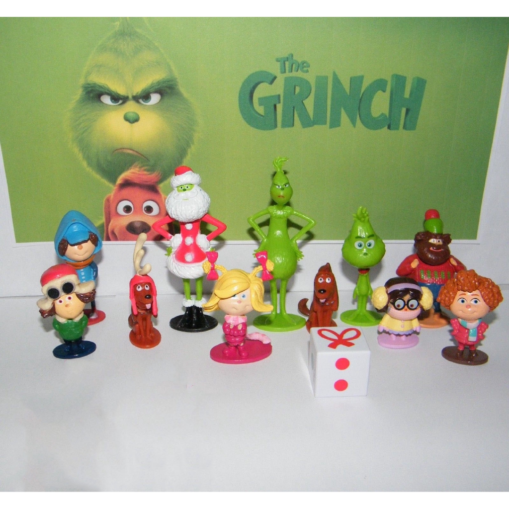 12PCS Movie Cartoon The Grinch PVC Doll Action Figures Kid Gift Toys Cake Topper 