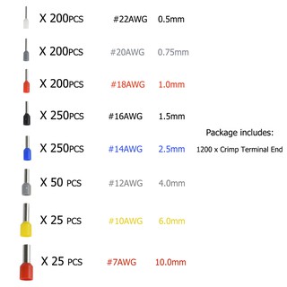 1200PCS Wire Ferrules, Insulated Crimp Pin Terminal Kit for Electrical ...