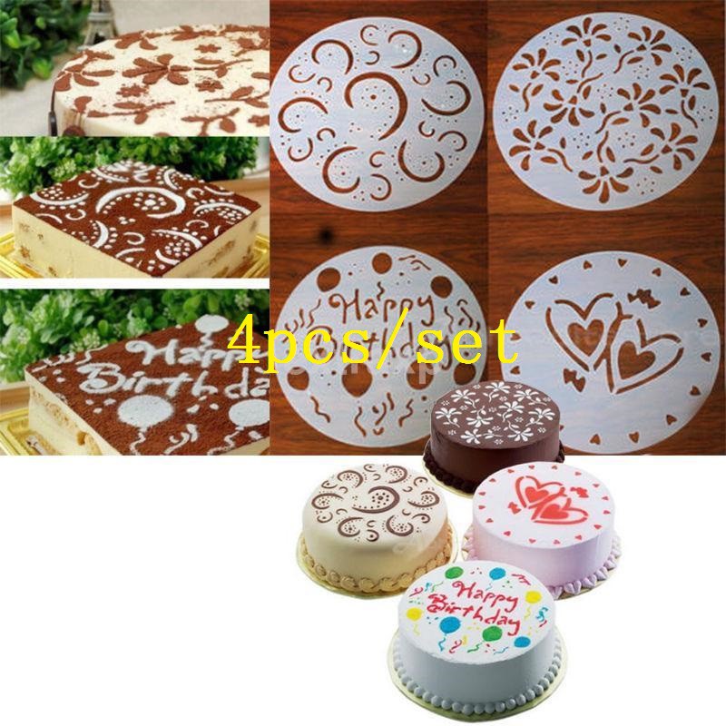 4 Pcs Cookie Stencils Cake Decorating Baking Tools Dy Shopee