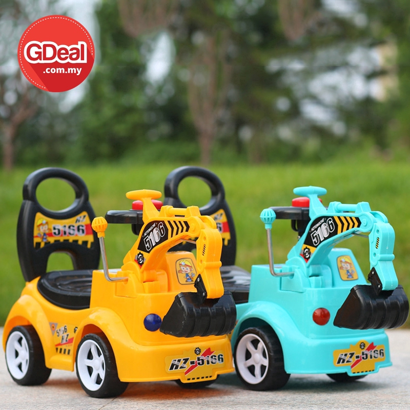 GDeal Children Excavator Toy With Music Slide Toy Car Can Sit And Ride Four Wheel Engineering Vehicle Children Excavator