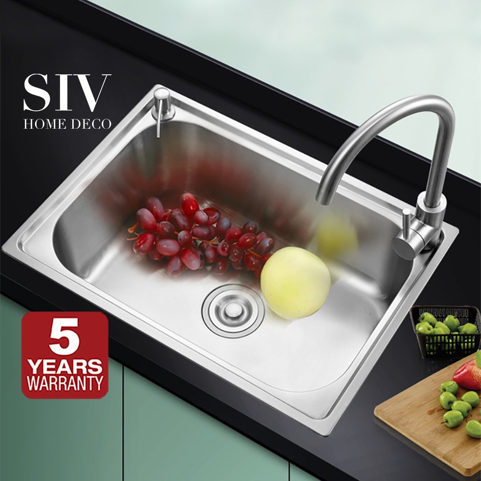 SIV Single Sinki Dapur Stainless Steel Kitchen Sink, Heavy ...
