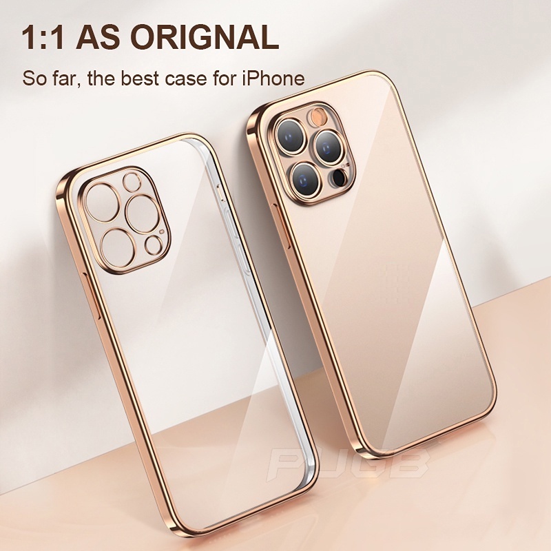 Luxury Plating Transparent Soft Silicone Case for iPhone 16 15 14 13 11 Pro Max 12 Pro Max 13 12 Mini  Shockproof Clear Cover T08