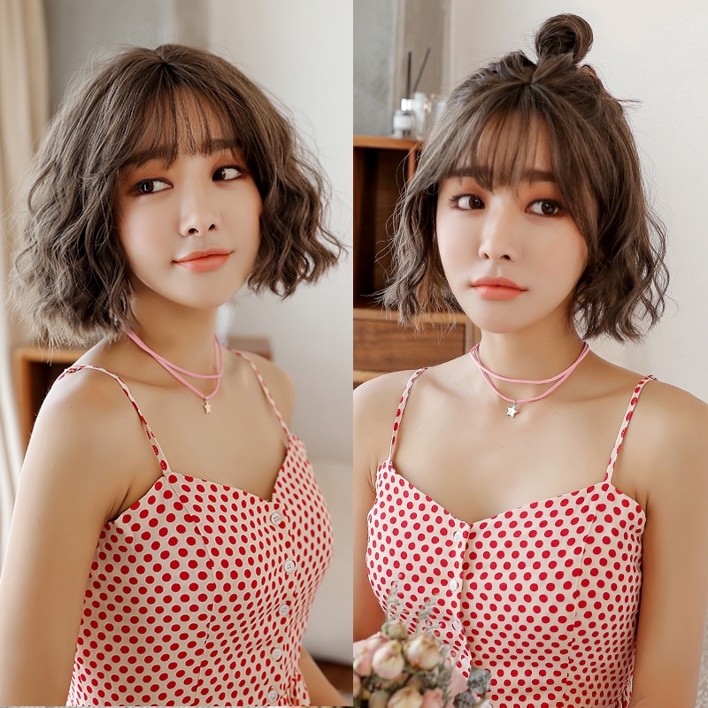 40 Easy Short Curly Hair With Bangs Korean Style for Rounded Face