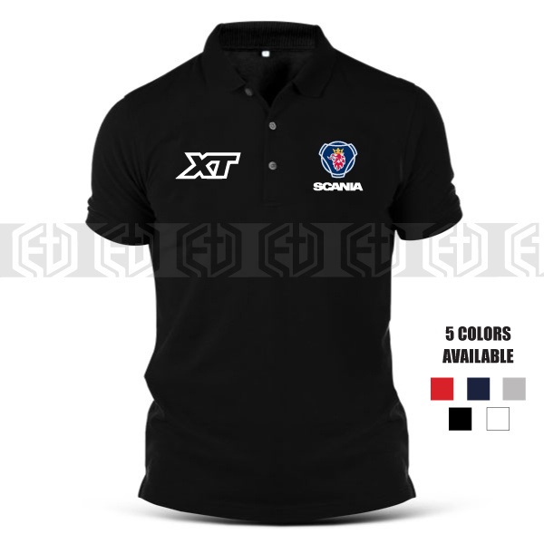 Baju Embroidery SCANIA Logo XT Trucks Lorry Driver Cotton Polo T Shirt T-Shirt Shirts Casual Kolar Unisex Pakaian Murah