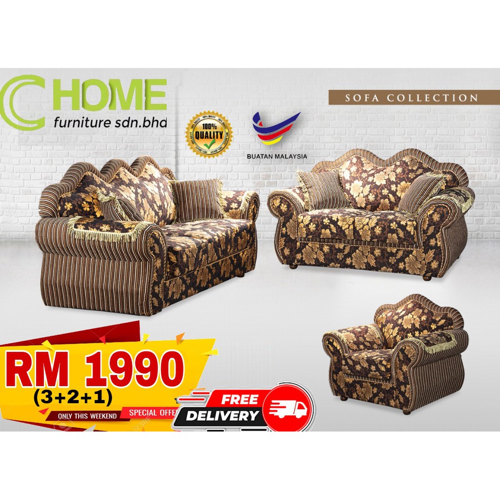Chome Living Room Sofa Set 3 2 1 Shopee Malaysia