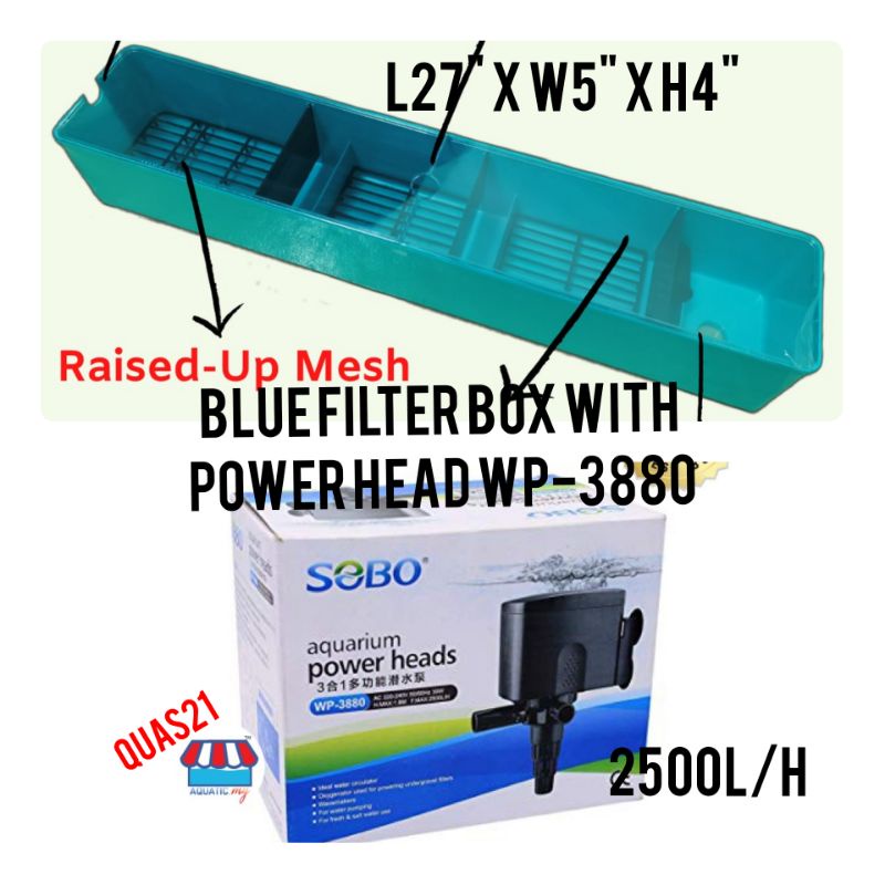 [SET WP3880] Blue Filter Box with Sobo Power Head WP3880