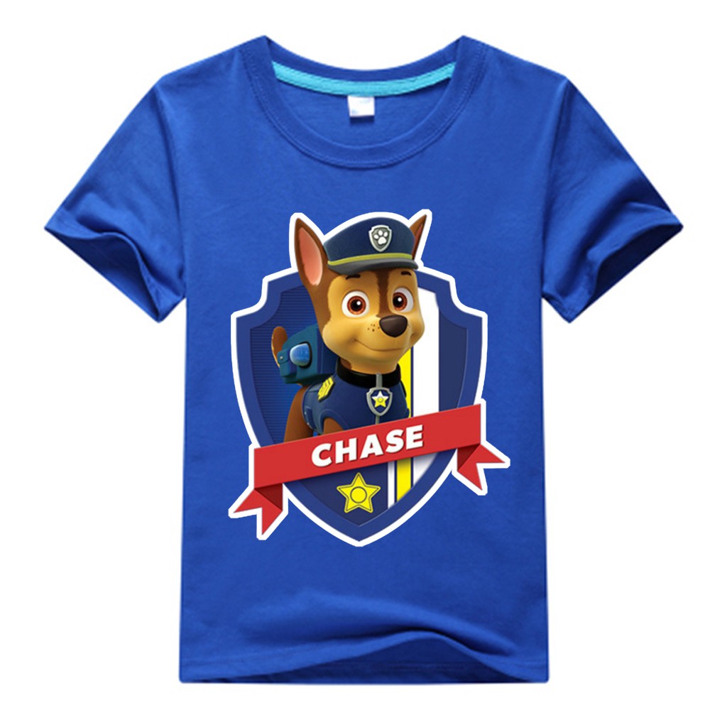 Kids Boys Cute Cartoon Chase Character Cotton Short Sleeve T-shirts Paw ...