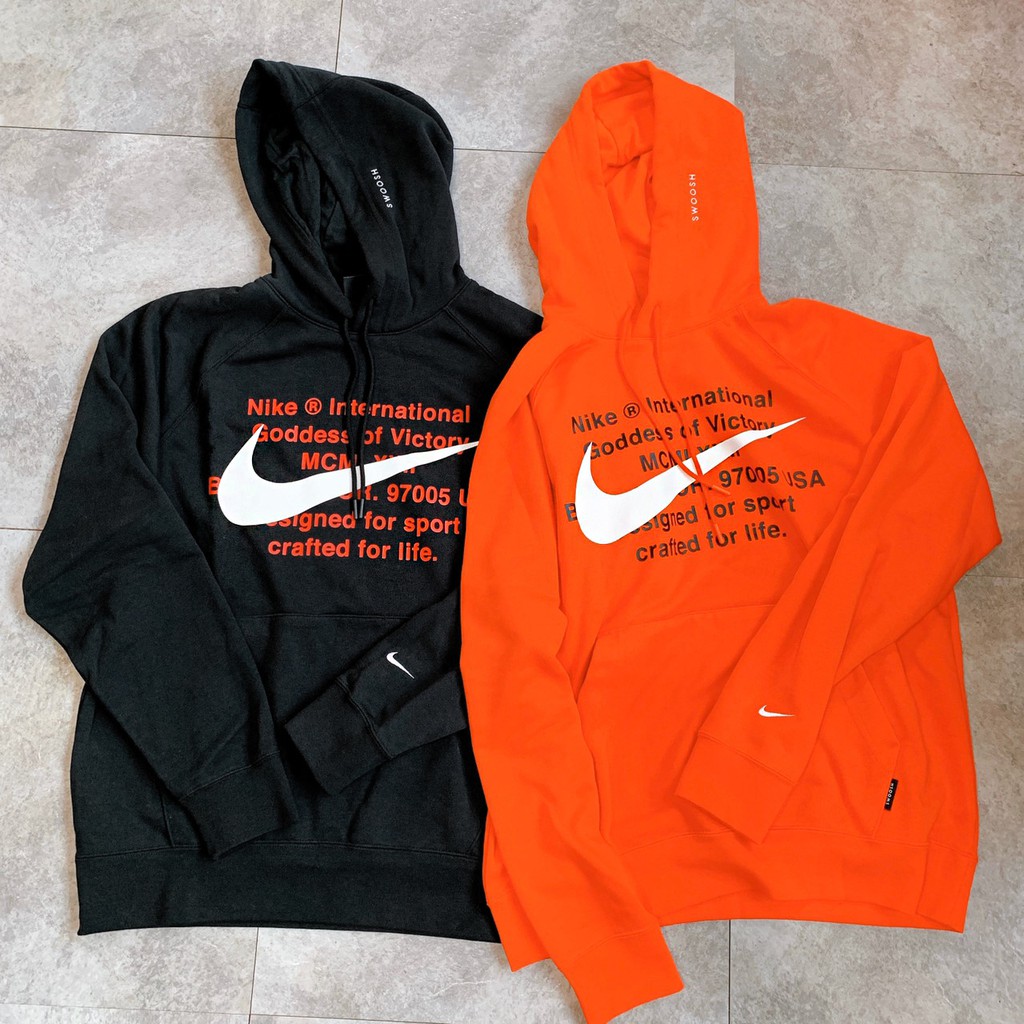 Off White Nike Swoosh Hoodie Black Orange Cap Tee Embroidery Small Hook Shopee Malaysia