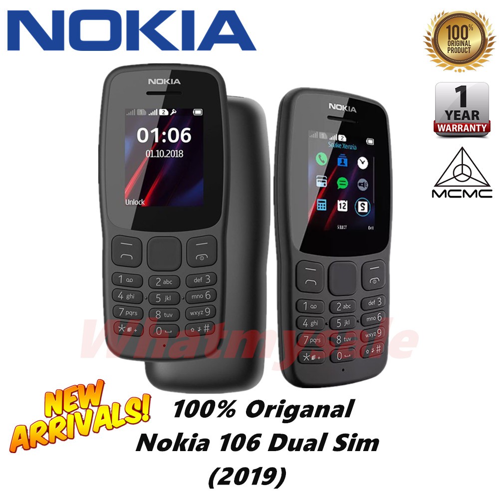 Nokia 106 Dual Sim 2019 New Model Keypad Phone 1 Year Warranty