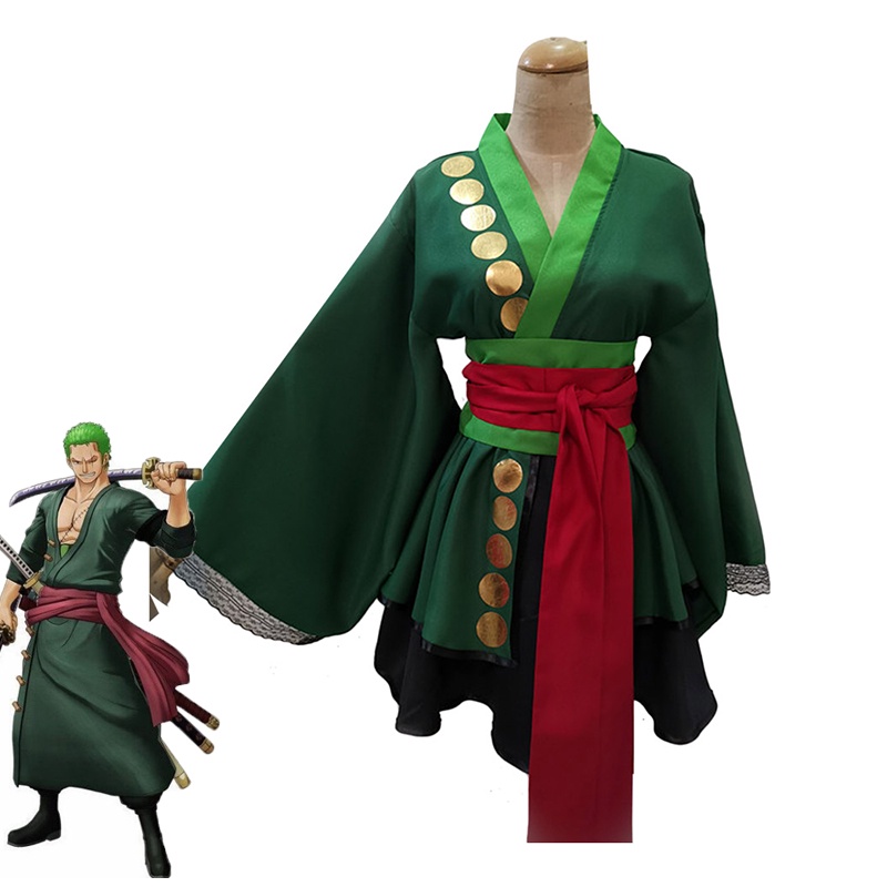 Anime One Piece Roronoa Zoro Kimono Cosplay Costume Zoro Robe Dress