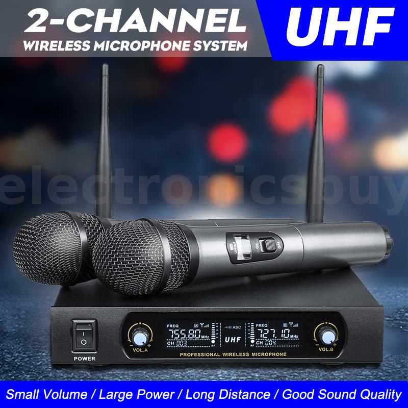UHF Professional Dual Wireless Microphone System Kits 2 Channel
