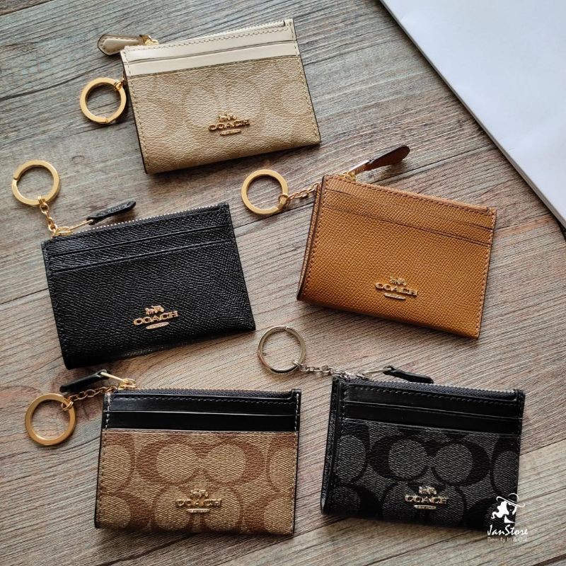 Authentic Coach Leather Canvas ID Coin Zip Card Keyring Pouch Wallet |  Shopee Malaysia