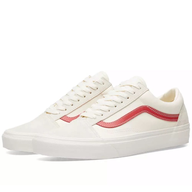 vans old skool white rococo red