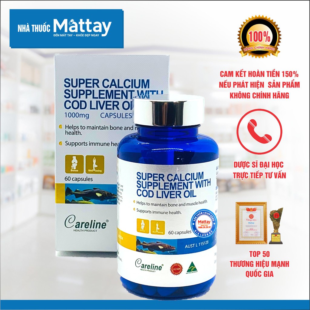 Careline Super Calcium Supplement With Cod Liver Oil 1000mg Fish