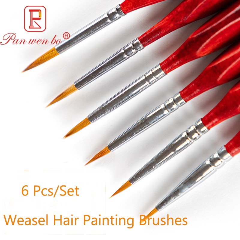6 Pcs High Quality Hook Line Pen Fine Watercolor Paint Brush For