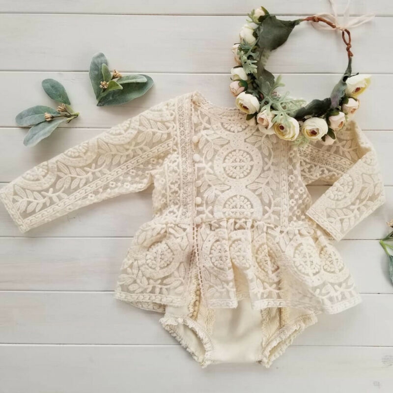 long sleeve lace baby onesie