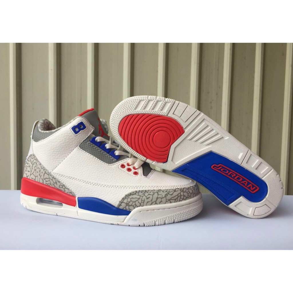 jordan 3 white red and blue