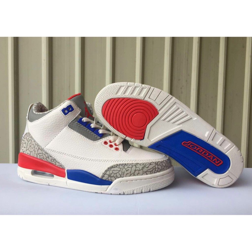 jordan 3 white red blue