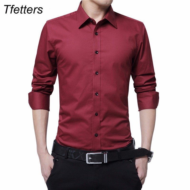 6 Color Men Office Shirt Long Sleeve Business Slim Fit White Color Plus ...