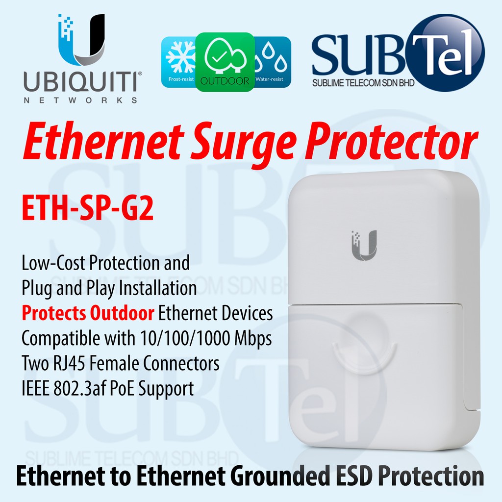 ETHSPG2 ETHSP Gen2 Ubiquiti Networks Outdoor POE Surge Protector