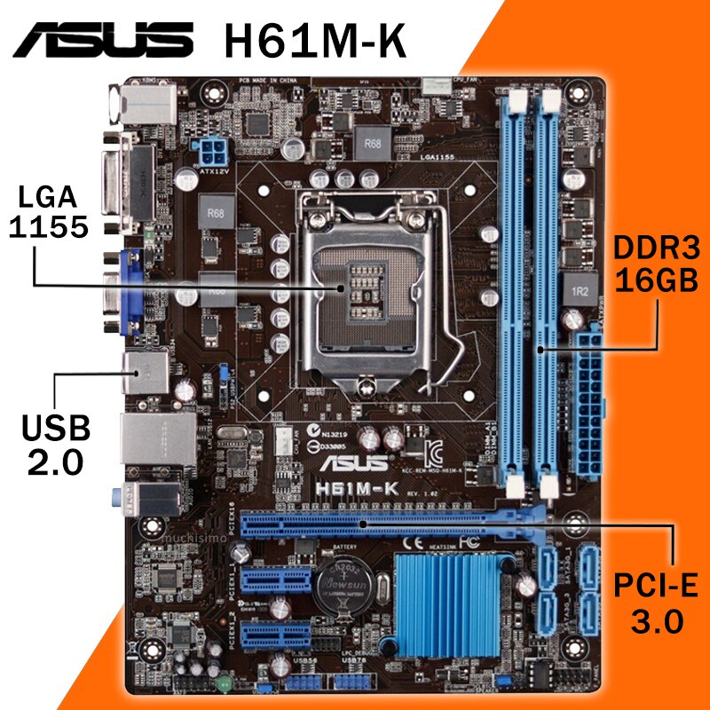 Lga 1155 Asus H61m K Motherboard Pci E 3 0 16gb Vga Dvi Intel H61 Core I7 I5 I3 3470 3220 Cpu Intel H61 Gaming Placa Mae Used Shopee Malaysia