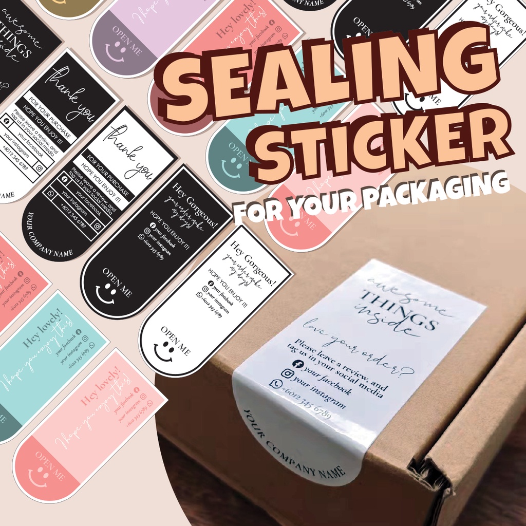 Thank you Sealing sticker packaging with your social media detail